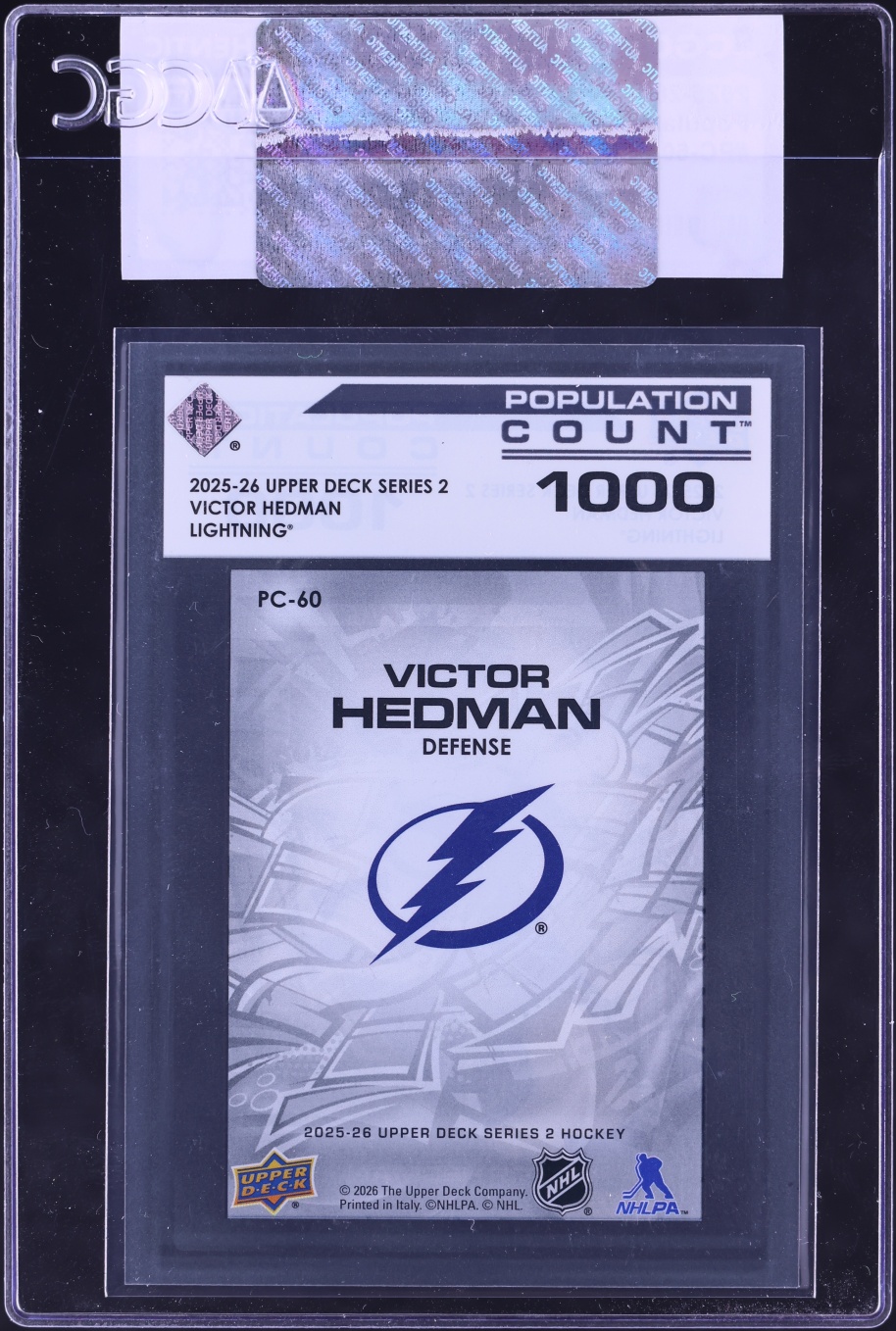 2025 Upper Deck Population Count 1000 Victor Hedman #PC-60 CGC AUTH
