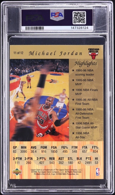 1998 Upper Deck Gatorade Michael Jordan #11 PSA 9 MINT