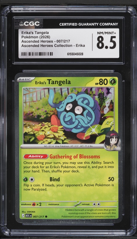 2026 Pokemon Mega Evolution Ascended Heroes Collection Erika's Tangela #7 CGC 8.5 NM-MT+