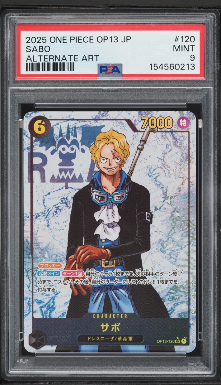 2025 One Piece Japanese Op13-Carrying On His Will Alternate Art SEC Sabo #120 PSA 9 MINT