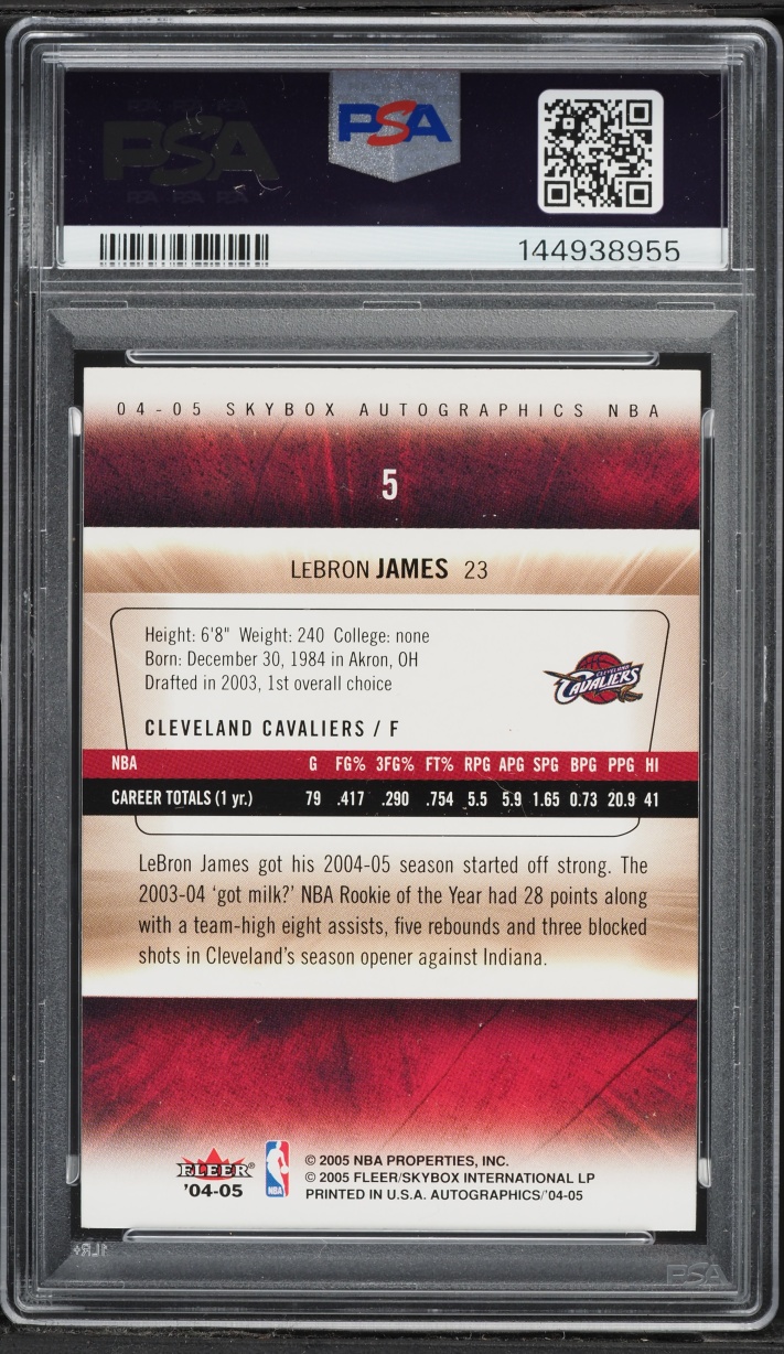 2004 Skybox Autographics LeBron James #5 PSA 8 NM-MT