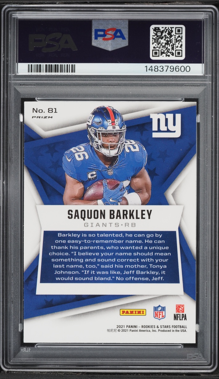 2021 Panini Rookies & Stars Pulsar Prizm Saquon Barkley ROOKIE #81 PSA 10 GEM MINT