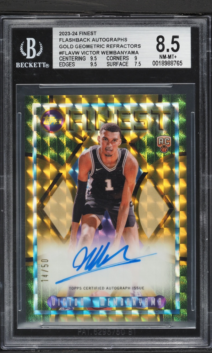 2023 Finest Flashback Gold Geometric Refractor Victor Wembanyama ROOKIE AUTO /50 #FLAVW BGS 8.5
