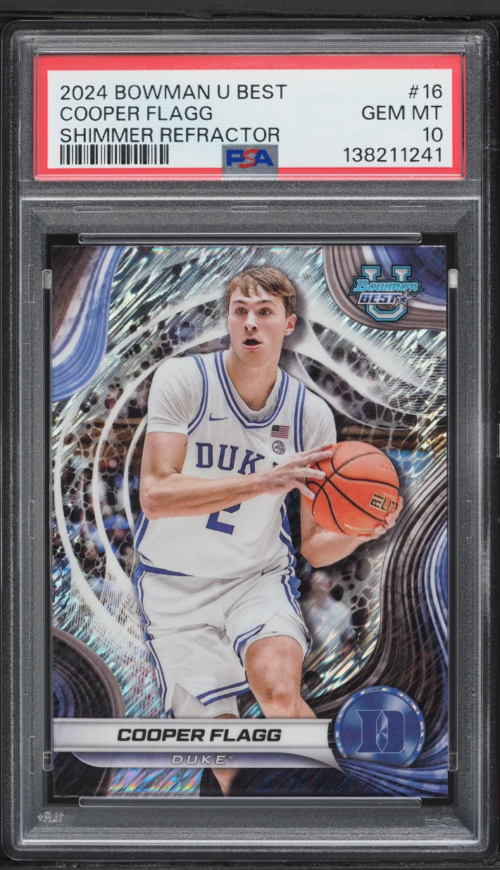 2024 Bowman University Best Shimmer Refractor Cooper Flagg ROOKIE #16 PSA 10 GEM MINT