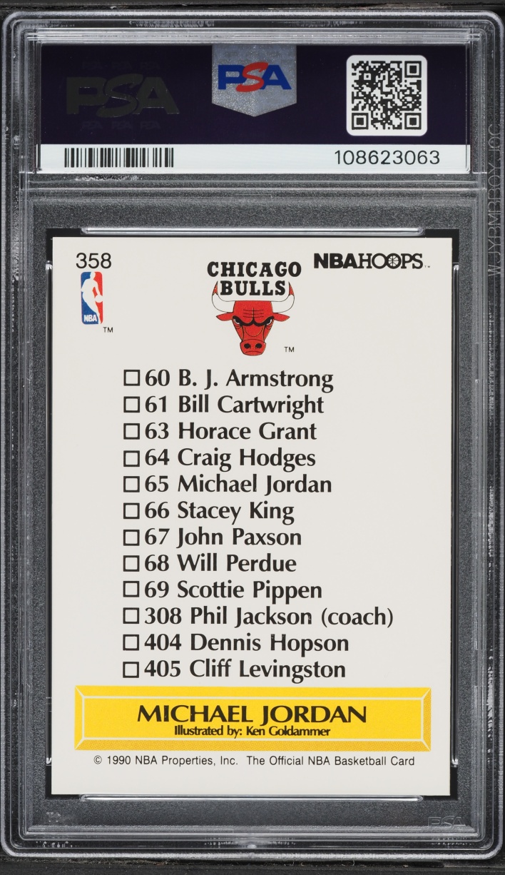 1990 Hoops Team Checklist Michael Jordan #358 PSA 10 GEM MINT