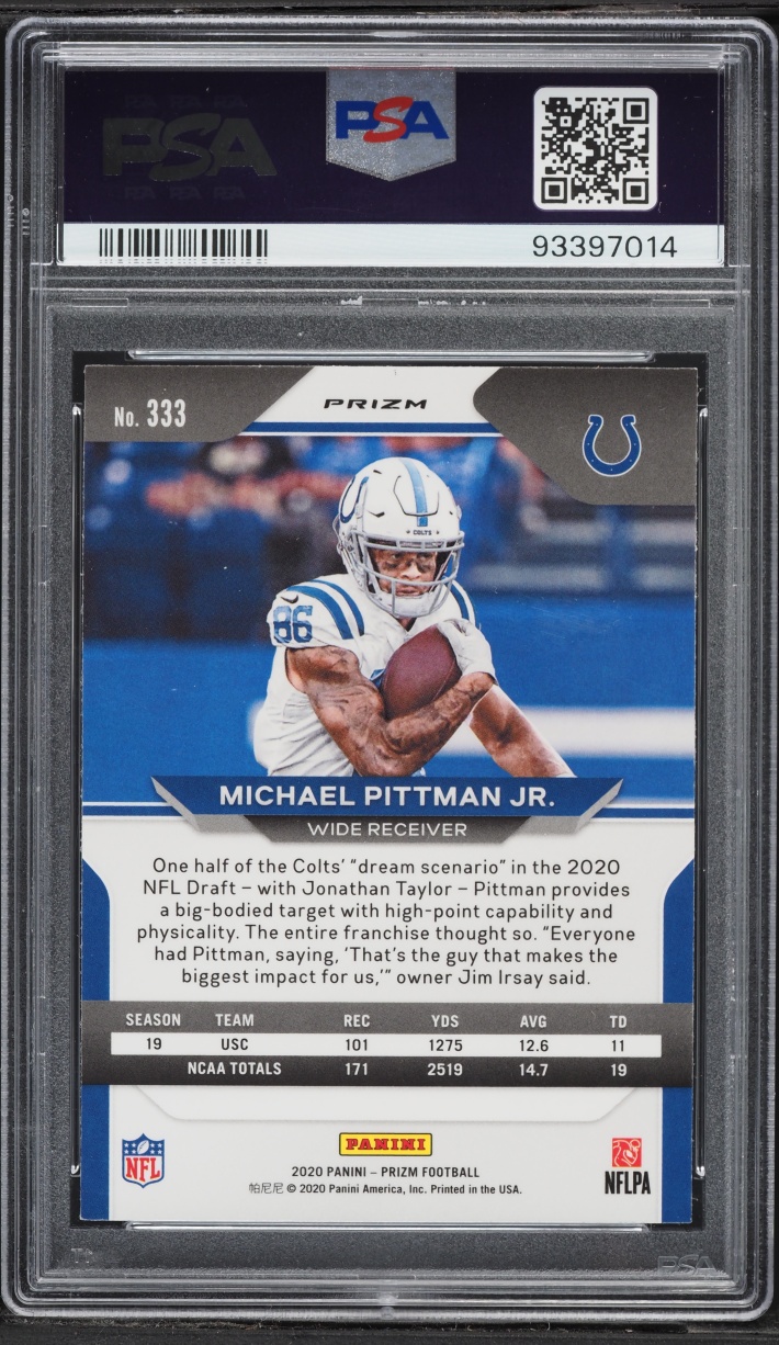 2020 Panini Prizm Red Ice Michael Pittman Jr. ROOKIE #333 PSA 10 GEM MINT