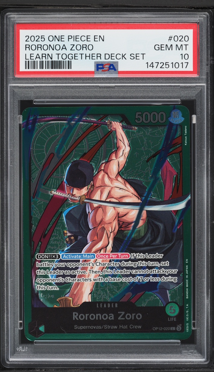 2025 One Piece Learn Together Deck Set Leader Roronoa Zoro #OP12-020 PSA 10 GEM MINT