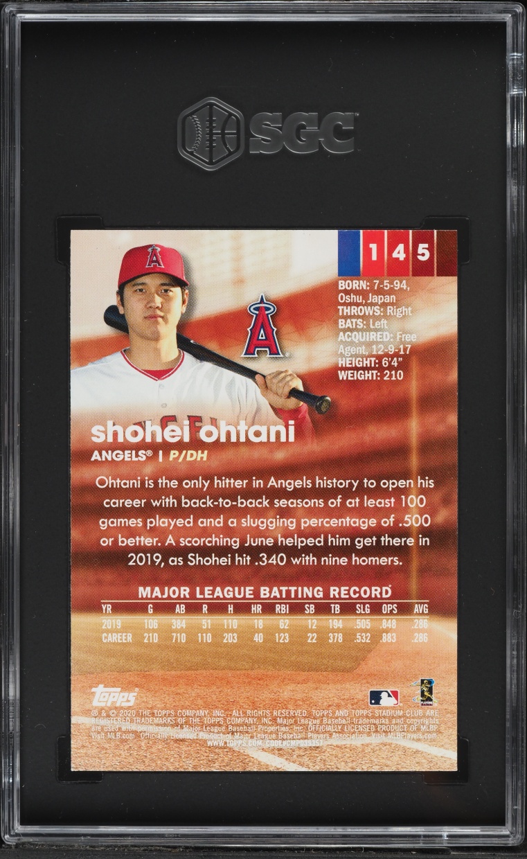 2020 Stadium Club Shohei Ohtani #145 SGC 10 GEM MINT
