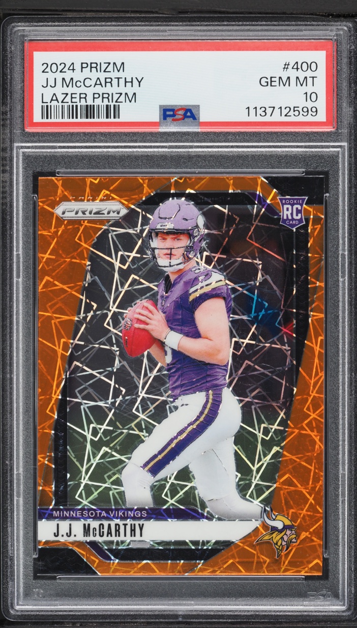 2024 Panini Prizm Lazer J.J. McCarthy ROOKIE #400 PSA 10 GEM MINT