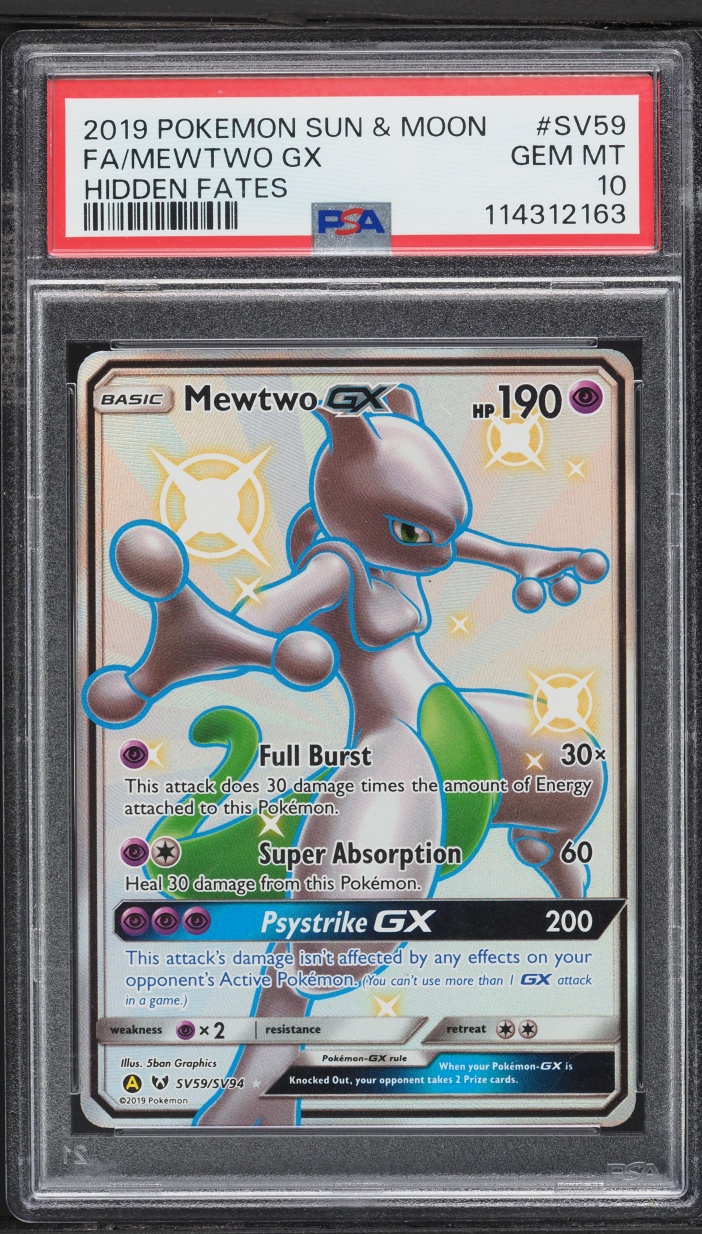 2019 Pokemon Sun & Moon Hidden Fates Shiny Vault Full Art Mewtwo GX #SV59 PSA 10 GEM MINT