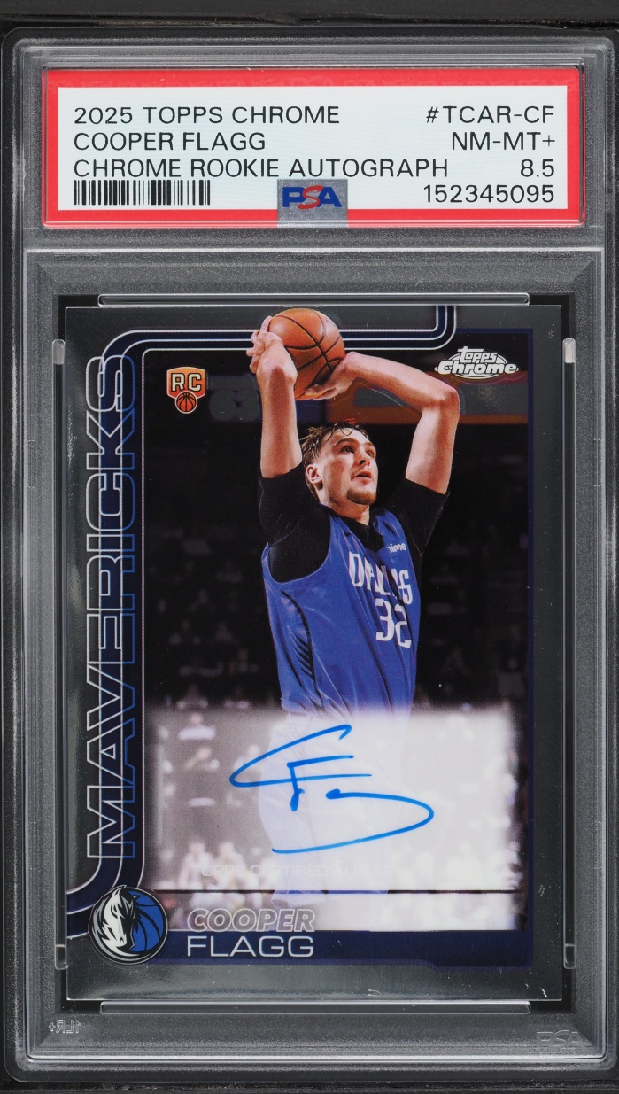 2025 Topps Chrome Cooper Flagg ROOKIE AUTO #TCAR-CF PSA 8.5 NM-MT+