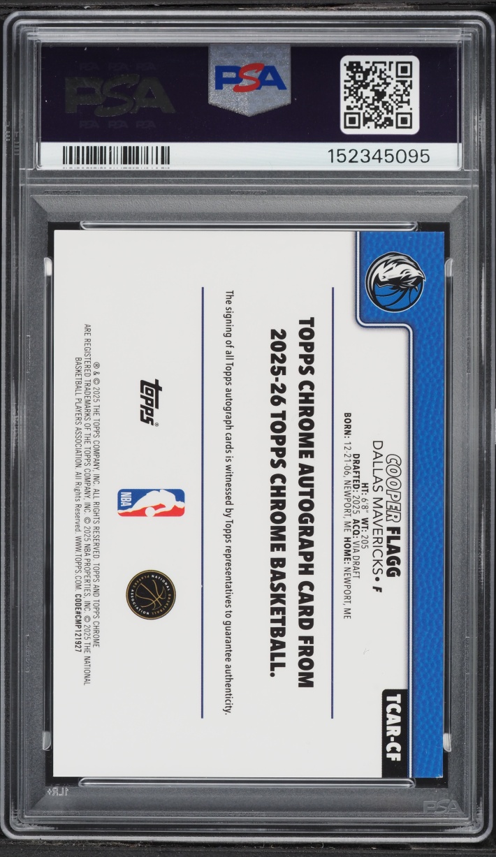 2025 Topps Chrome Cooper Flagg ROOKIE AUTO #TCAR-CF PSA 8.5 NM-MT+