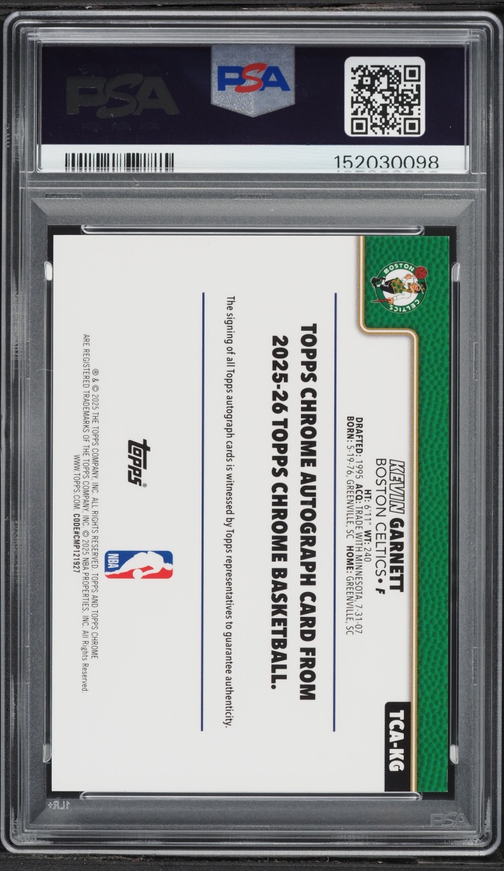 2025 Topps Chrome Gold Geometric Kevin Garnett AUTO DNA 10 /50 #TCA-KG PSA 9 MINT