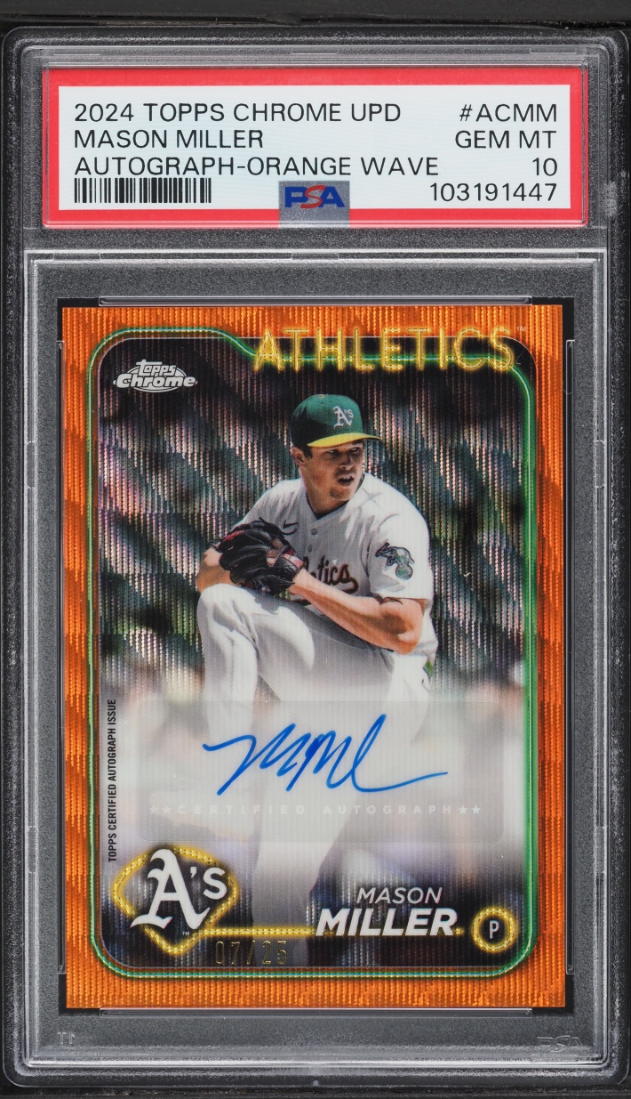 2024 Topps Chrome Update Series Orange Wave Mason Miller AUTO /25 