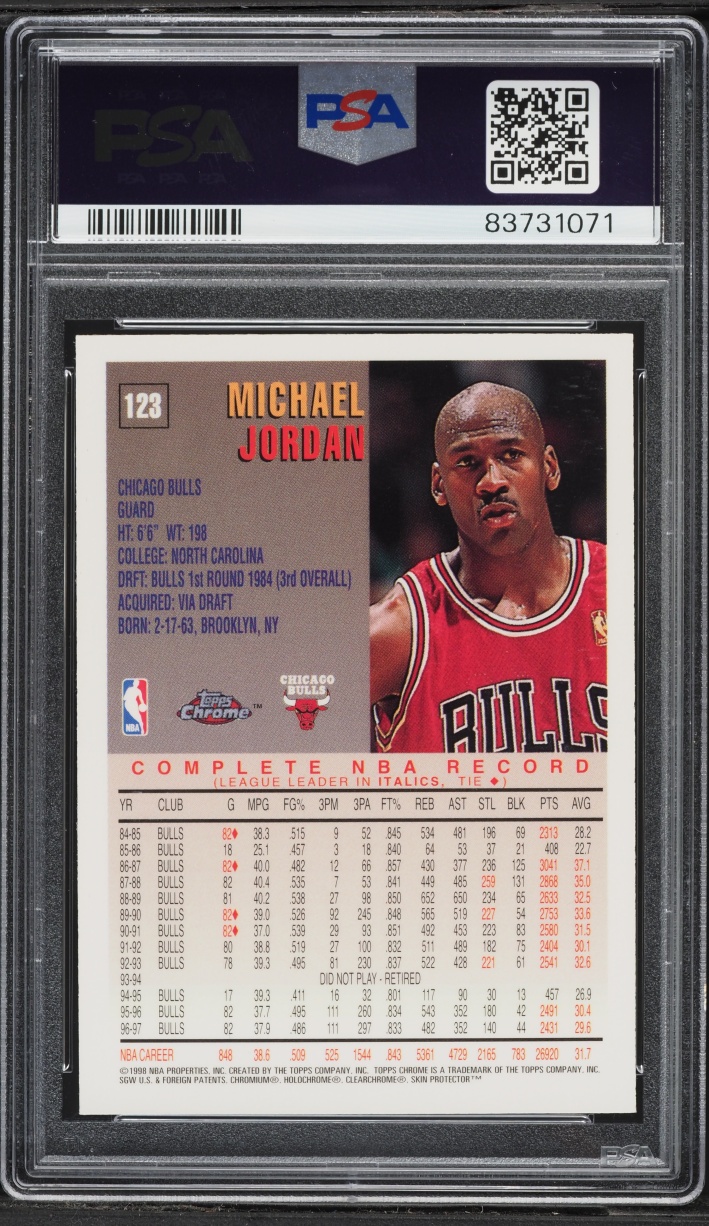 1997 Topps Chrome Michael Jordan #123 PSA 8 NM-MT