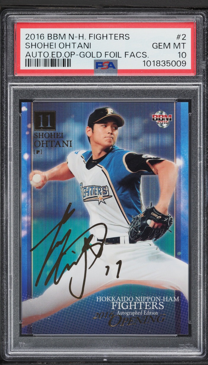 2016 BBM Hokkaido Nippon Ham Fighters Gold Foil Facsimile Shohei Ohtani ROOKIE #2 PSA 10 GEM