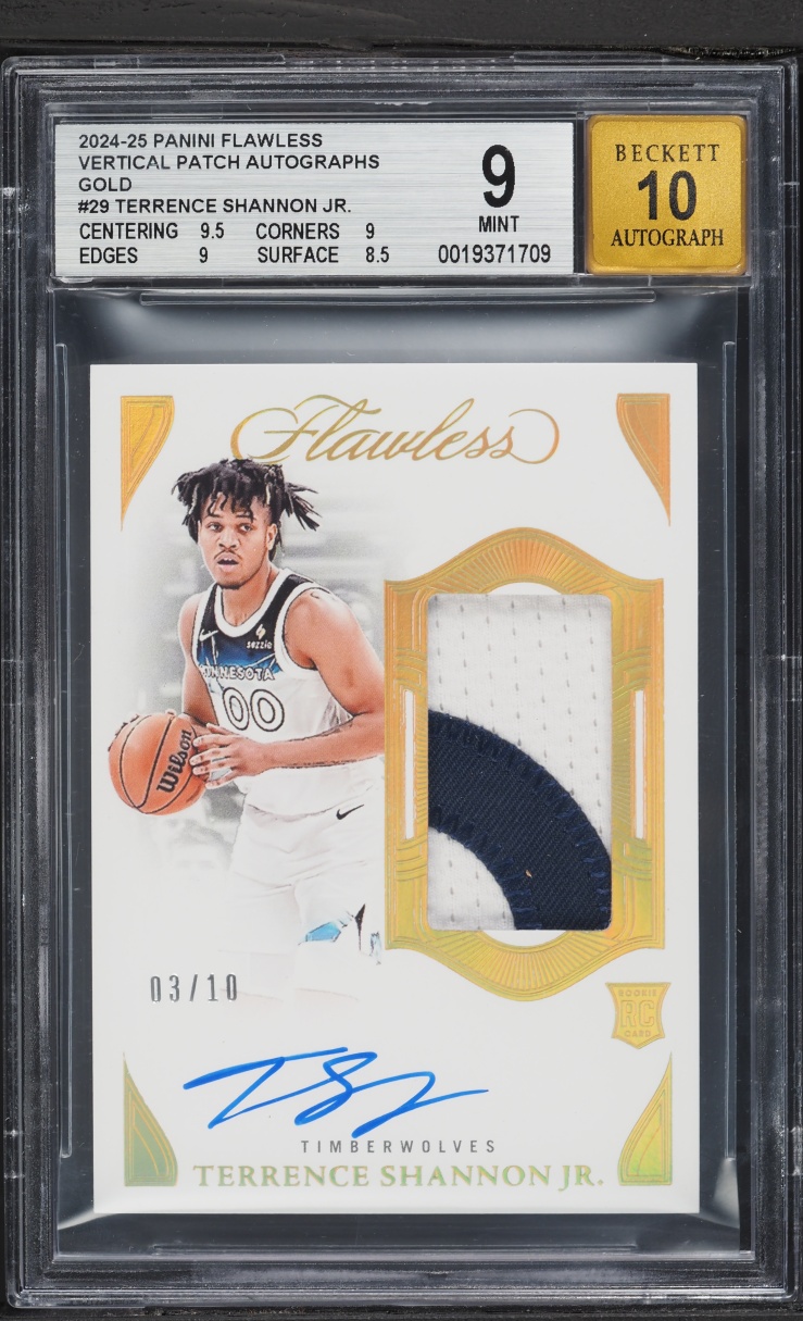 2024 Panini Flawless Vertical Gold Terrence Shannon Jr. ROOKIE PATCH AUTO /10 #VPA-TSJ BGS 9