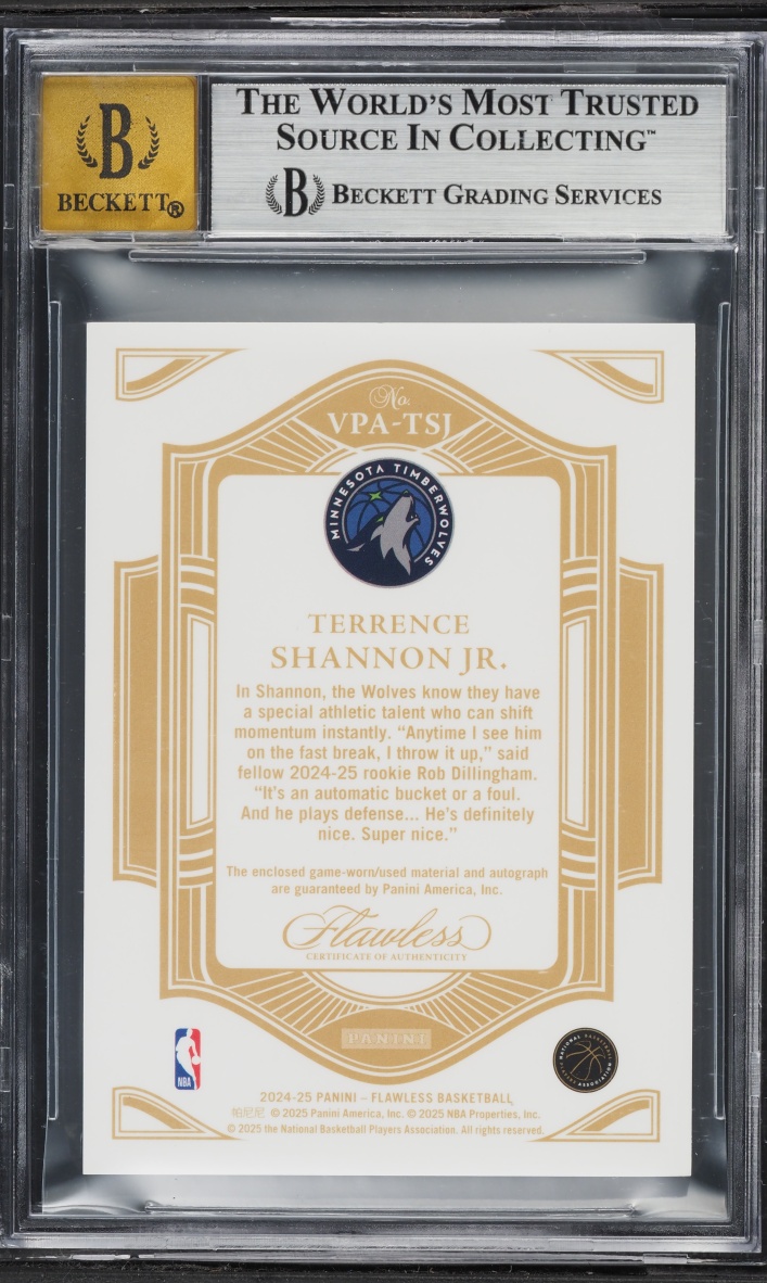 2024 Panini Flawless Vertical Gold Terrence Shannon Jr. ROOKIE PATCH AUTO /10 #VPA-TSJ BGS 9