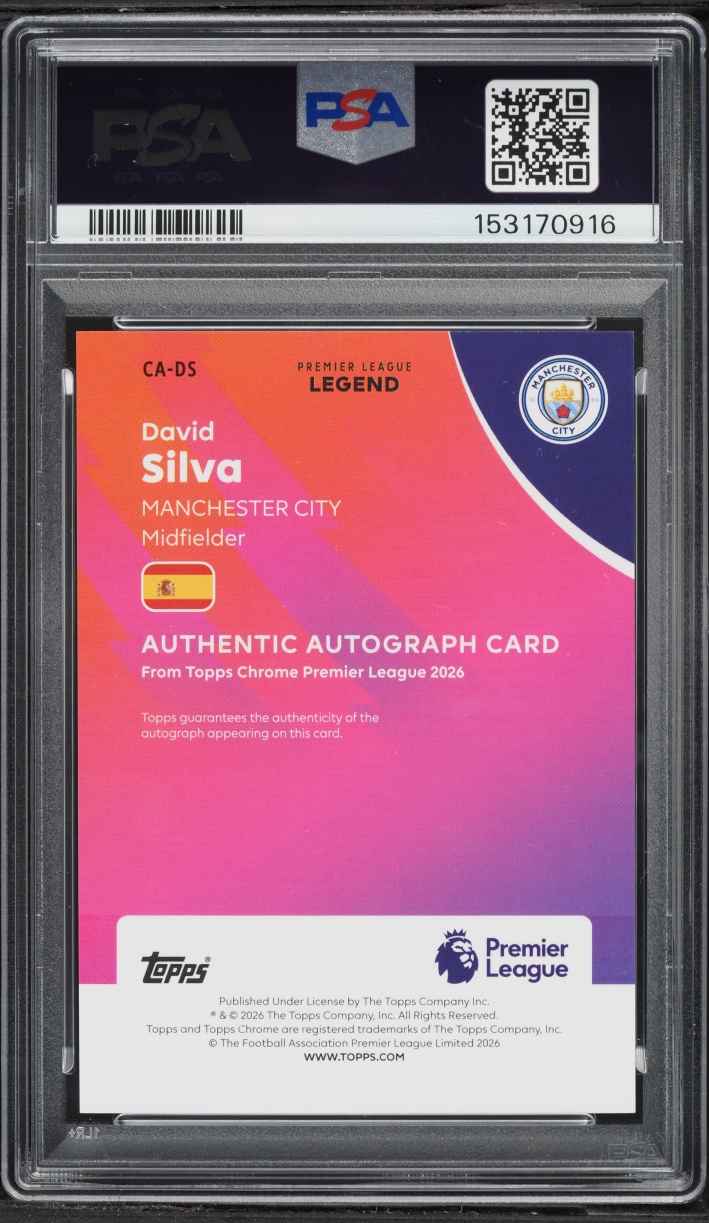 2025 Topps Chrome Sapphire Edition Premier League David Silva AUTO #DS PSA 10 GEM MINT