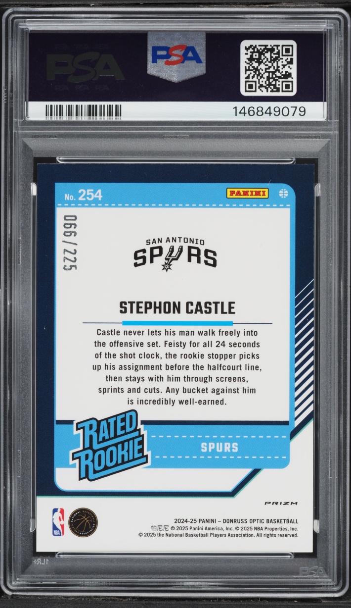 2024 Donruss Optic Orange Shock Stephon Castle ROOKIE /225 #254 PSA 10 GEM MINT