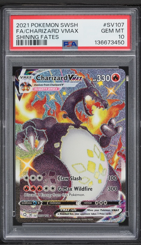 2021 Pokémon Charizard VMAX #187 PSA 10 2021 Pokemon Japanese SWSH VMAX Climax Full Art Charizard #187 PSA