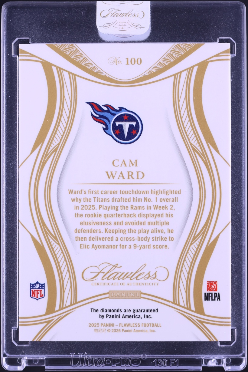 2025 Panini Flawless Diamond Gems Platinum Cam Ward ROOKIE 1/1 #100