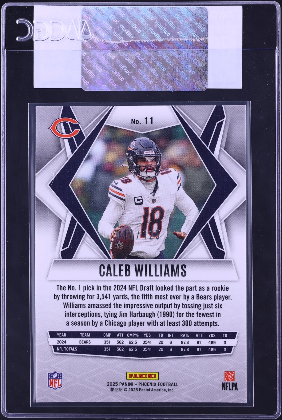 2025 Panini Phoenix Yellow Lava Caleb Williams /125 #11 CGC AUTH
