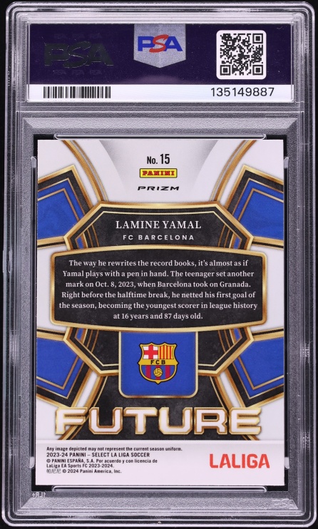 2023 Select La Liga Future Peacock Lamine Yamal ROOKIE #15 PSA 10 GEM MINT