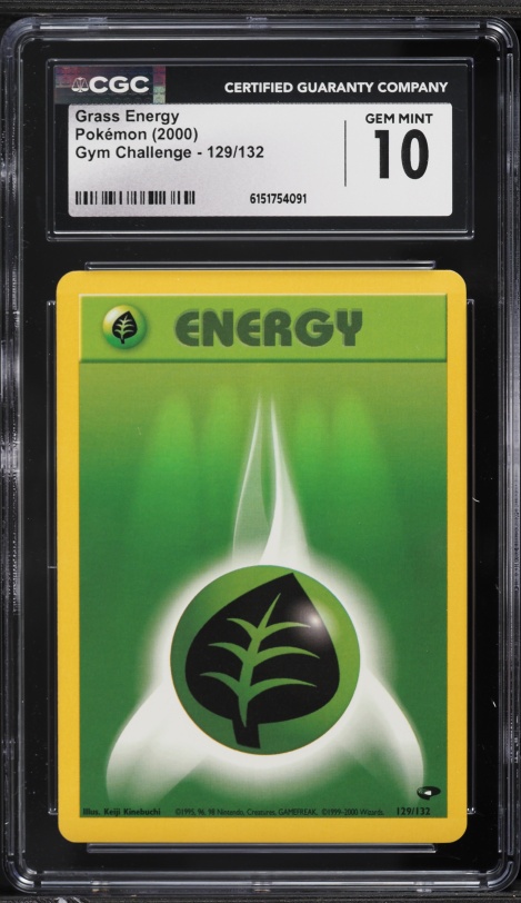 2000 Pokemon Gym Challenge Grass Energy #129 CGC 10 GEM MINT