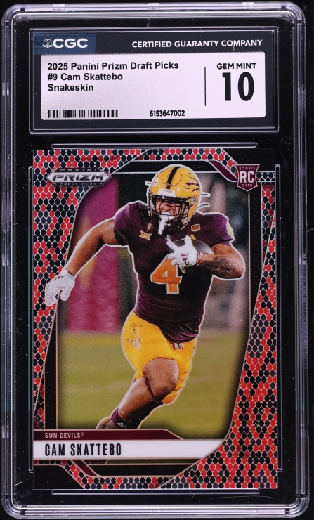 2025 Panini Prizm Draft Picks Snakeskin Cam Skattebo ROOKIE #9 CGC 10 GEM MINT