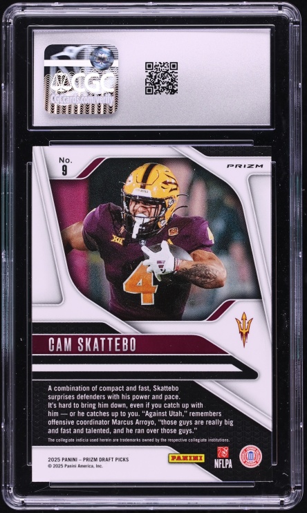2025 Panini Prizm Draft Picks Snakeskin Cam Skattebo ROOKIE #9 CGC 10 GEM MINT