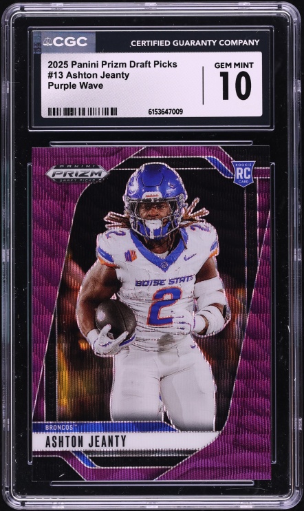 2025 Panini Prizm Draft Picks Purple Wave Ashton Jeanty ROOKIE #13 CGC 10 GEM MINT