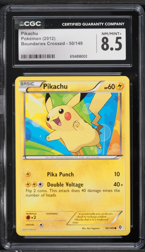 2012 Pokemon Black & White Boundaries Crossed Pikachu #50 CGC 8.5 NM-MT+