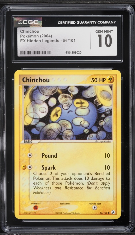 2004 Pokemon EX Hidden Legends Chinchou #56 CGC 10 GEM MINT