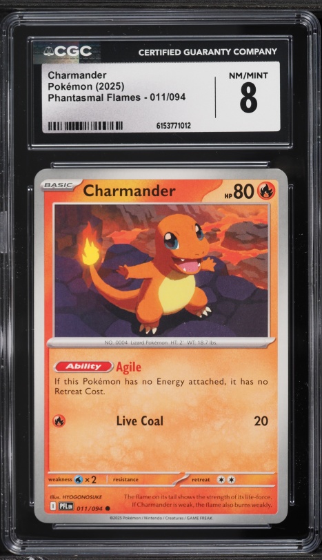 2025 Pokemon Mega Evolution Phantasmal Flames Charmander #11 CGC 8 NM-MT