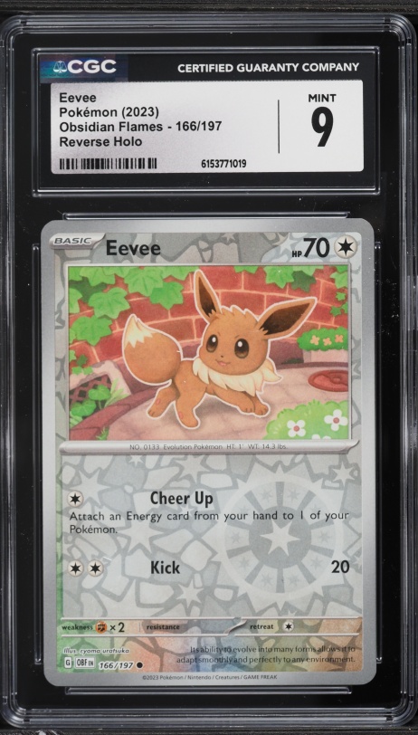 2023 Pokemon Scarlet & Violet Obsidian Flames Reverse Holo Eevee #166 CGC 9 MINT