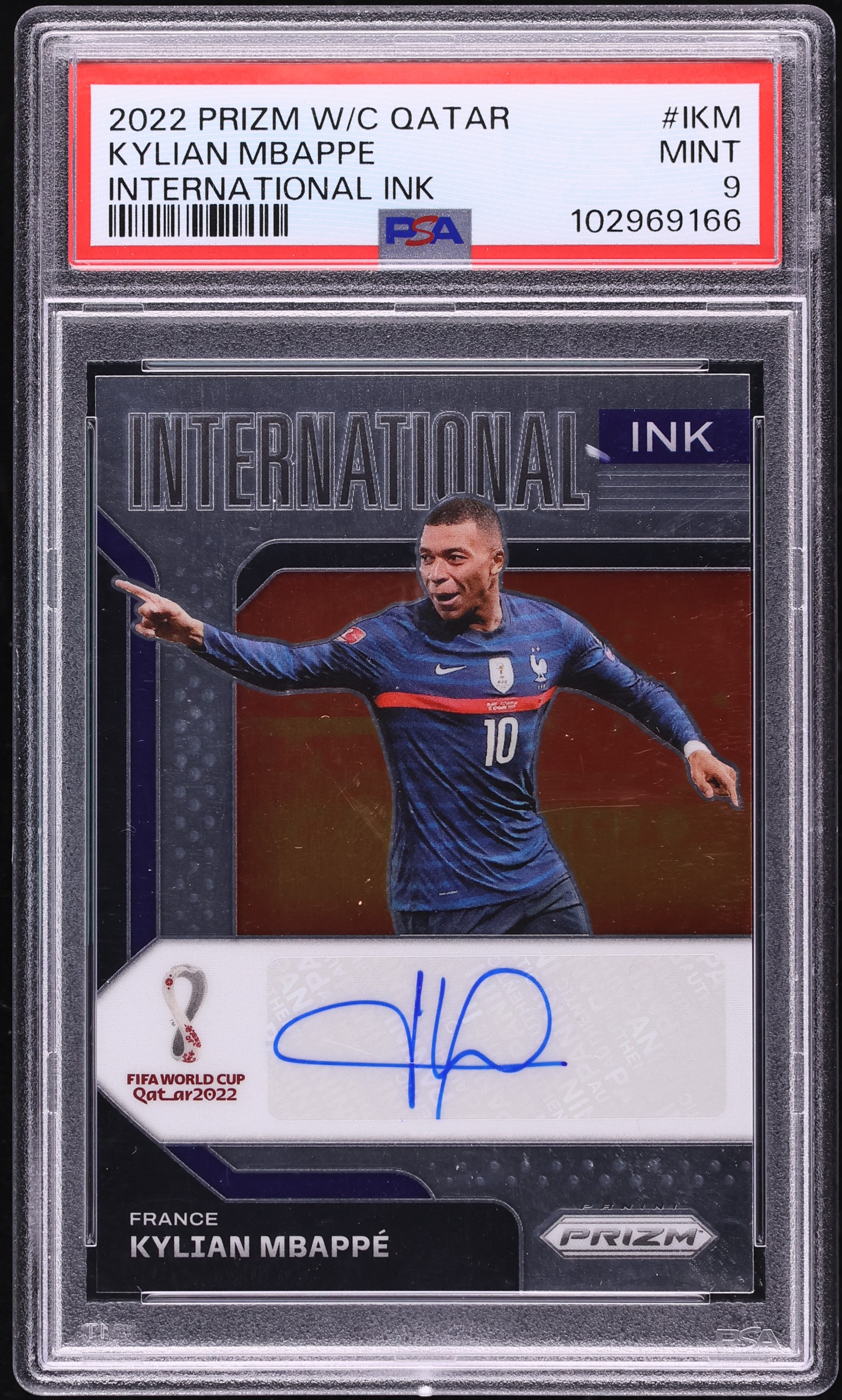 2022 Panini Prizm World Cup Qatar International Ink Kylian Mbappe
