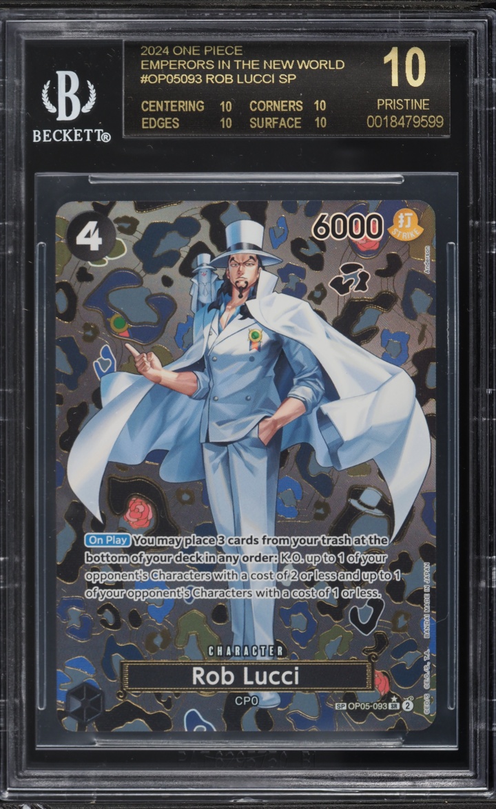 2024 One Piece Emperors In The New World Alt Art SR Rob Lucci #OP05-093 BGS 10 BLACK LABEL