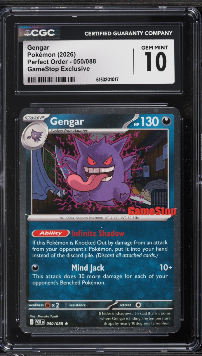 2026 Pokemon Mega Evolution Perfect Order GameStop Exclusive Gengar #50 CGC 10 GEM MINT