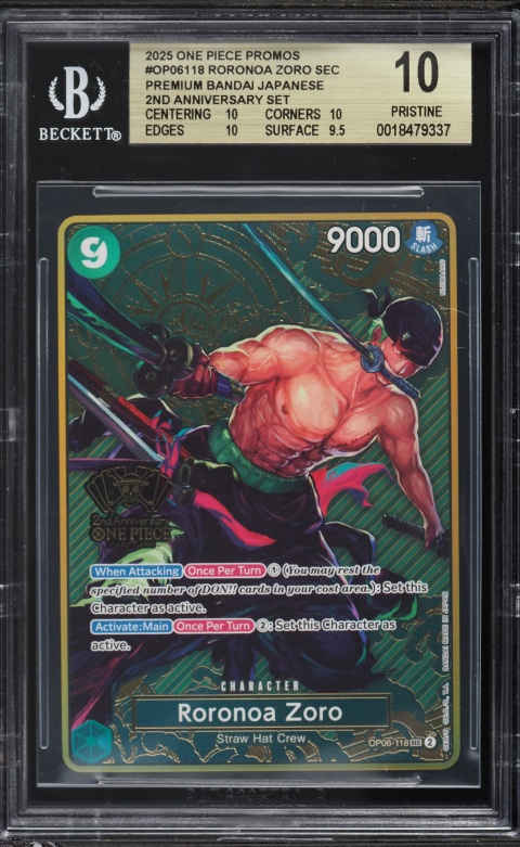 2025 One Piece Royal Blood Roronoa Zoro #OP10-095 CGC 10 PRISTINE