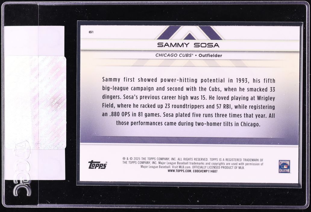 2025 Topps Transcendent Collection Variation Sammy Sosa #61 CGC AUTH