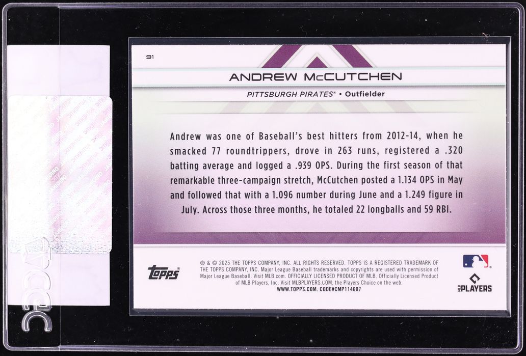 2025 Topps Transcendent Collection Variation Andrew McCutchen #91 CGC AUTH