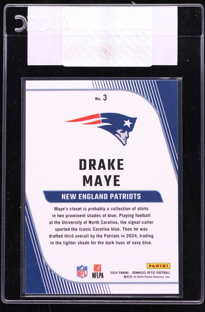 2024 Donruss Optic Primary Colors Drake Maye ROOKIE #3 CGC AUTH