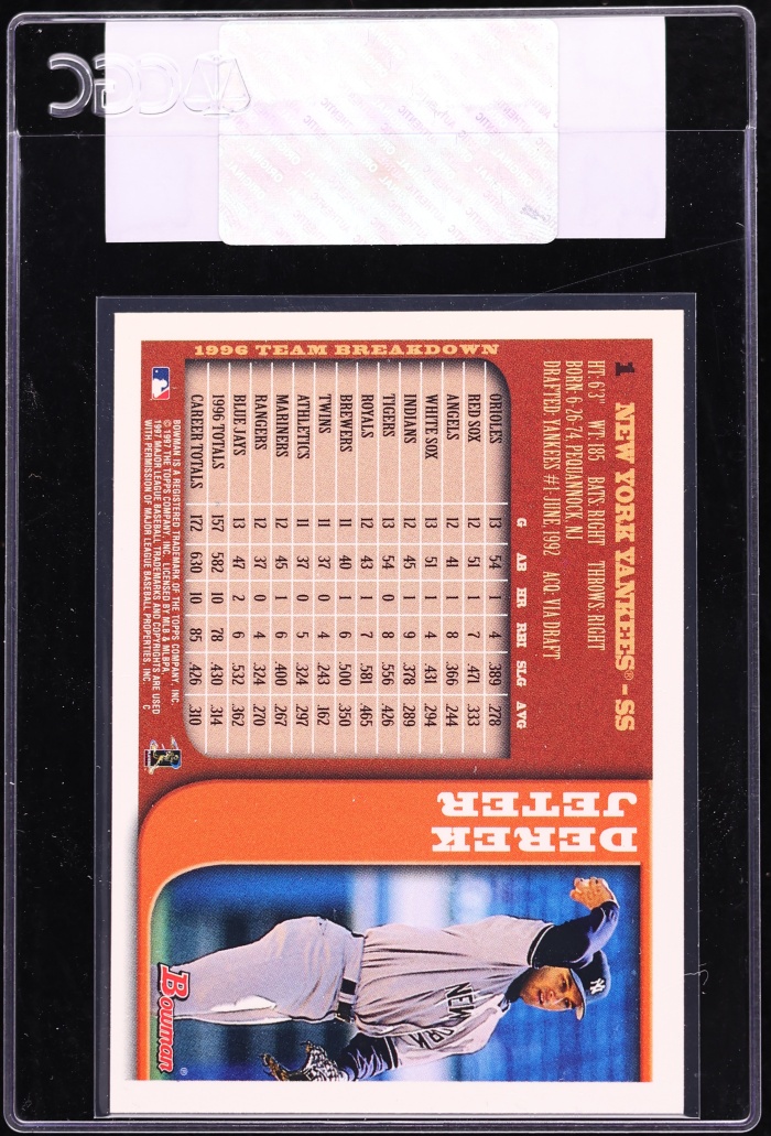 1997 Bowman Derek Jeter #1 CGC AUTH