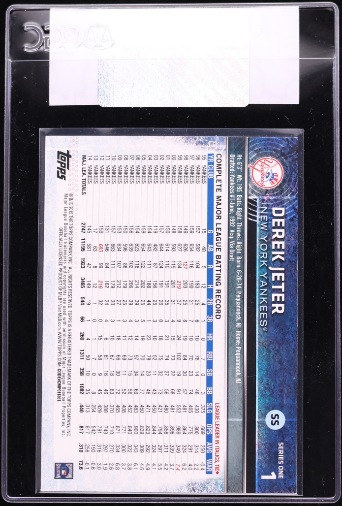 2015 Topps Derek Jeter #1 CGC AUTH