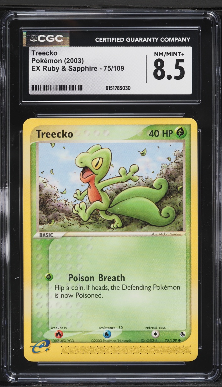 2003 Pokemon Ex Ruby & Sapphire Treecko #75 CGC 8.5 NM-MT+
