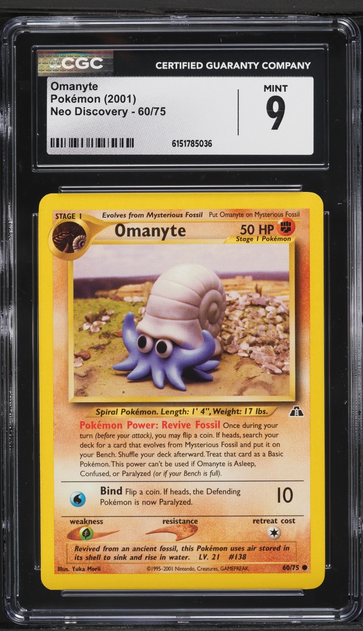 2001 Pokemon Neo Discovery Omanyte #60 CGC 9 MINT