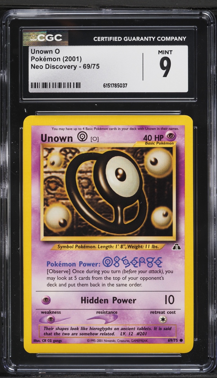 2001 Pokemon Neo Discovery Unown O #69 CGC 9 MINT