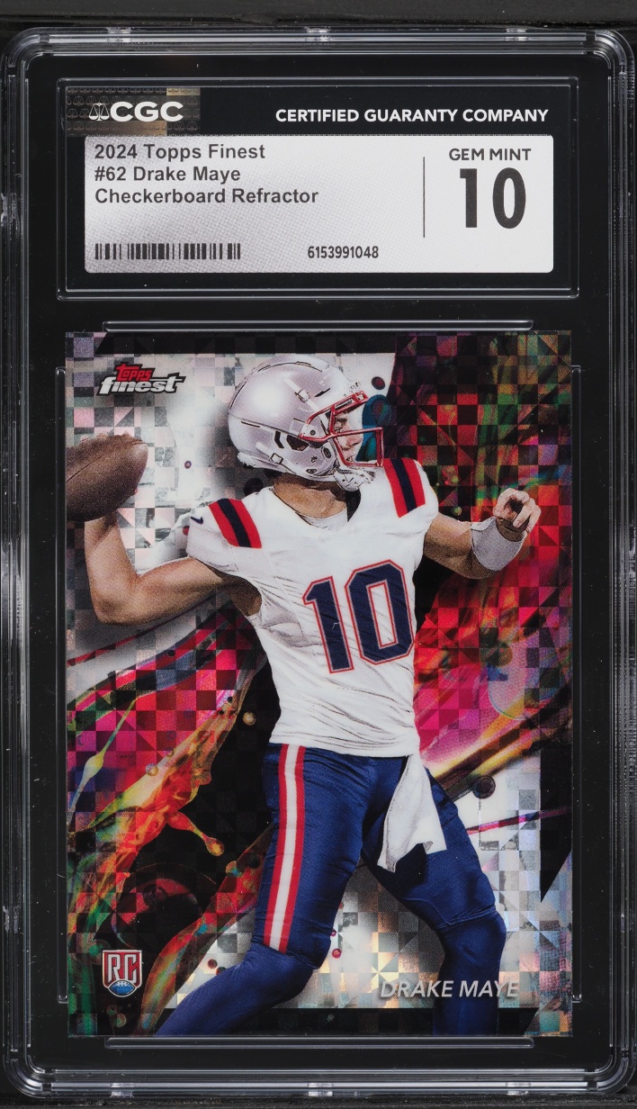 2024 Finest Checkerboard Refractor Drake Maye ROOKIE #62 CGC 10 GEM MINT