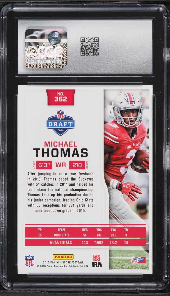2016 Score Football Michael Thomas ROOKIE #362 CGC 6.5 EXMT+